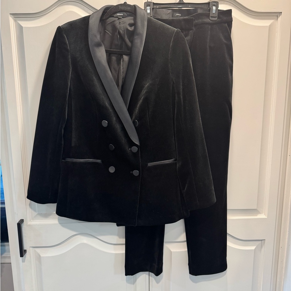 Express Black Velvet Suit Set